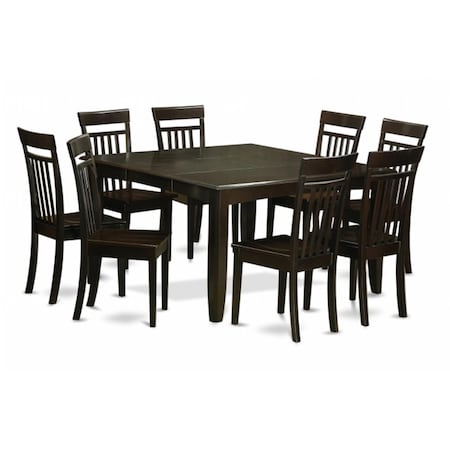East West Furniture 9 Piece Dining Room Setdinette Table With Leaf and 8 Dinette Chairs PFCA9-CAP-W